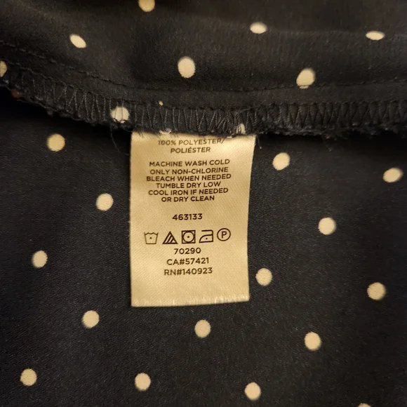 Loft Outlet Rich Dark Navy And White Polka Dot Ruffled Cap Sleeve Blouse Size L - Picture 7 of 10